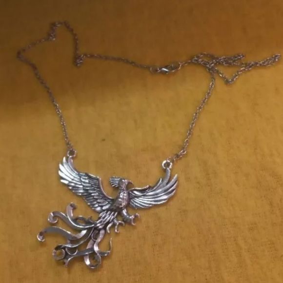 Silver titanium large pheonix pendant goth boho spiritual necklace new - Picture 6 of 8